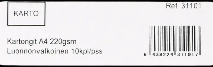 Askartelukartonki A4 220 Gsm Luonnon Valkoinen 10 Ark/Pss