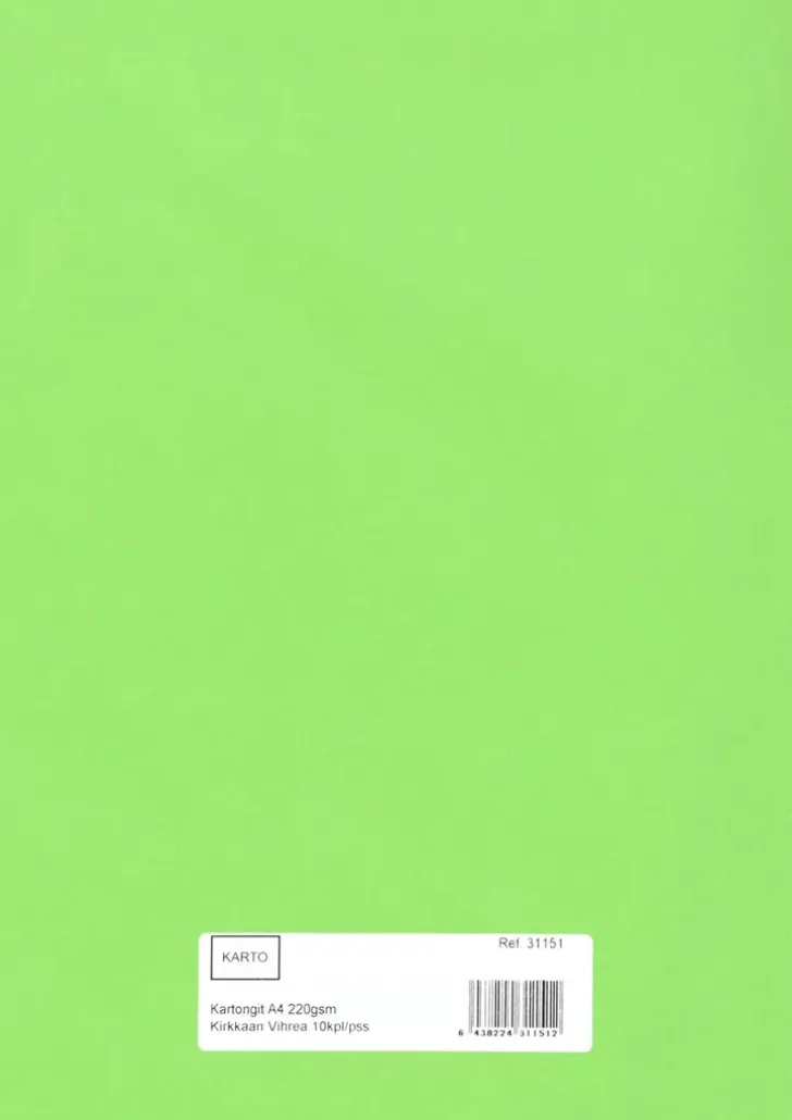 Askartelukartonki A4 220 Gsm Kirkkaan Vihrea 10 Ark/Pss