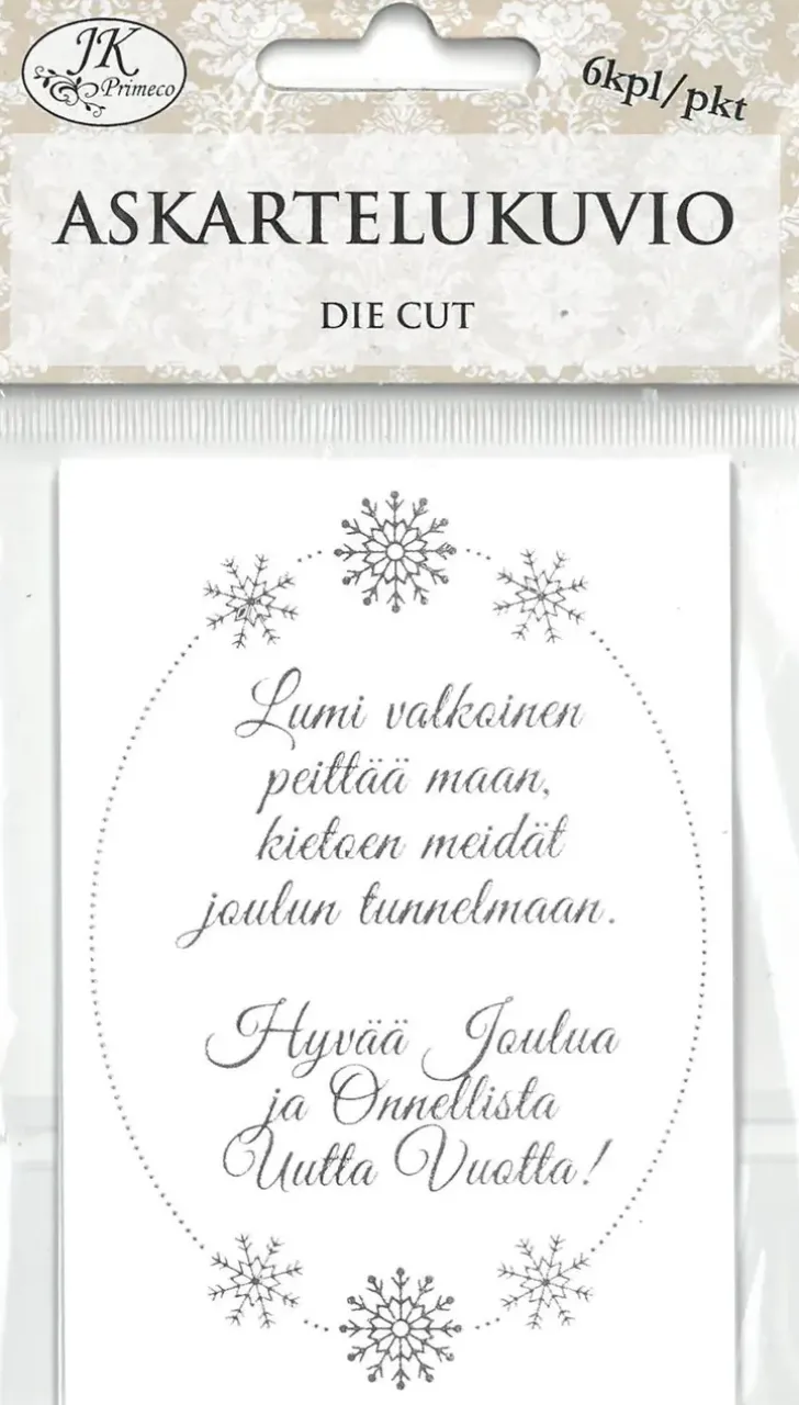 Askartelukuvio Jouluteksti Hopeafolio 6Kpl/Pkt