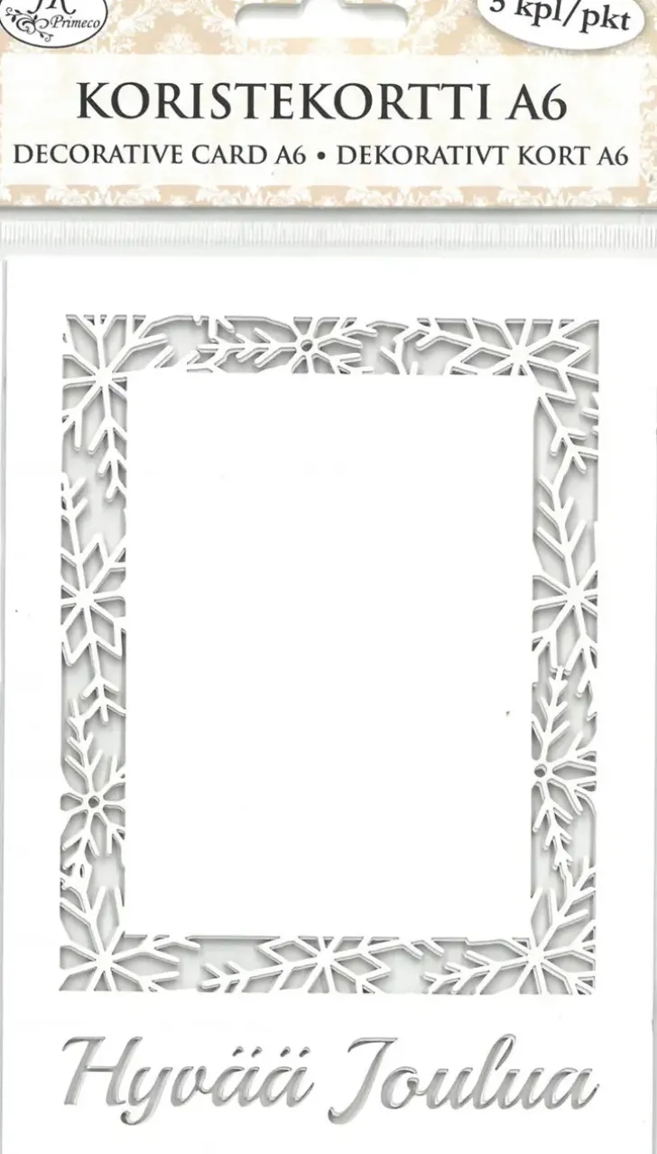 J.K. Primeco Koristekortti A6 Lumihiutalereuna Ja Teksti 5 Kpl