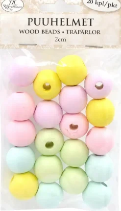 J.K. Primeco Puuhelmet 2 Cm Pastellilajitelma 20 Kpl