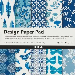Kuviopaperilehtio, Arkki 15,2X15,2 Cm, 120 G, Sininen, 50Ark