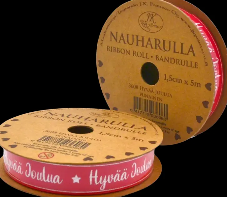 Nauharulla Hyvaa Joulua Punainen 1,5Cm X5M
