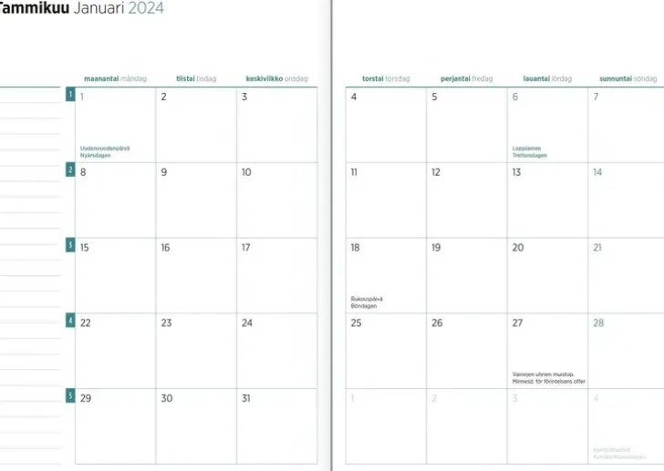 Poytakalenteri Color A5, Luumu