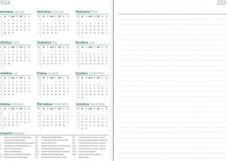 Poytakalenteri Color A5, Vihrea