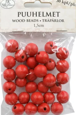 Puuhelmet Punainen 1,5Cm 30Kpl/Pkt