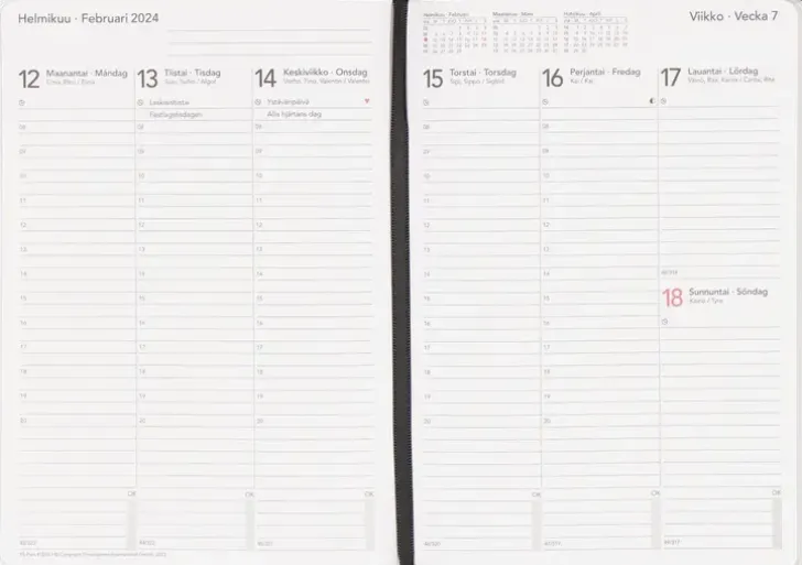 Vuosikalenteri Time System Classic A5 Musta 2024